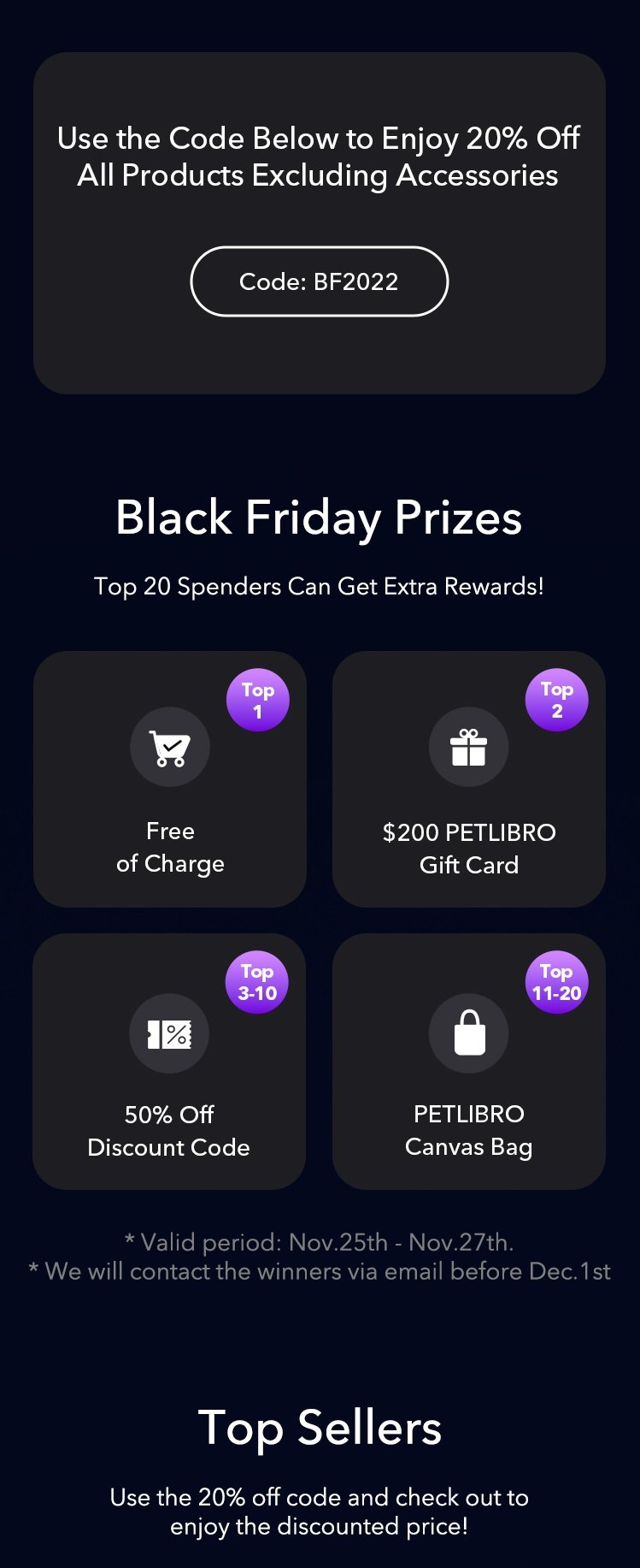 Black Friday Code & Prizes