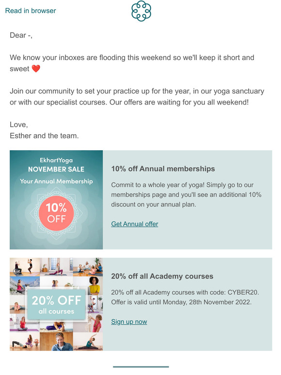 Cyber Weekend on EkhartYoga 💥