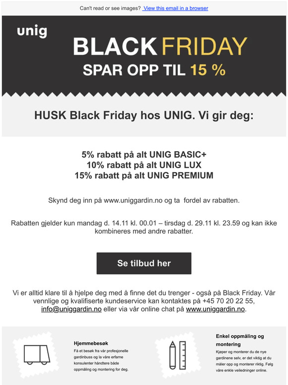 HUSK Spar opp til 15 % hos UNIG på Black Friday