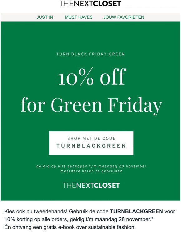 Green Friday is on: 10% discount on everything