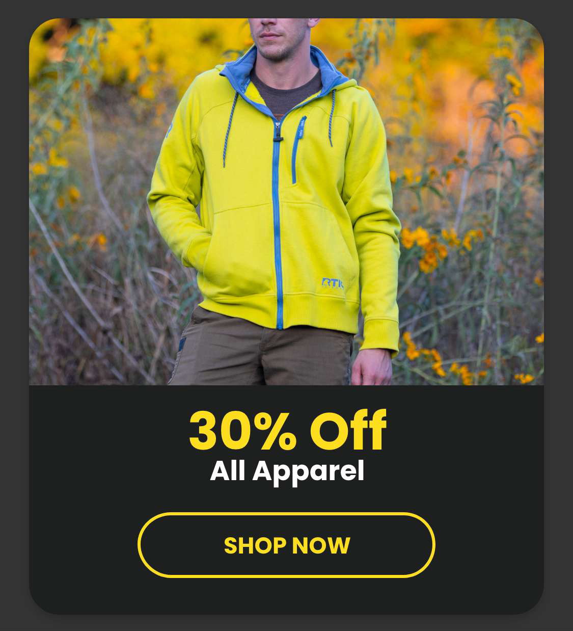 Save 30% on all Apparel
