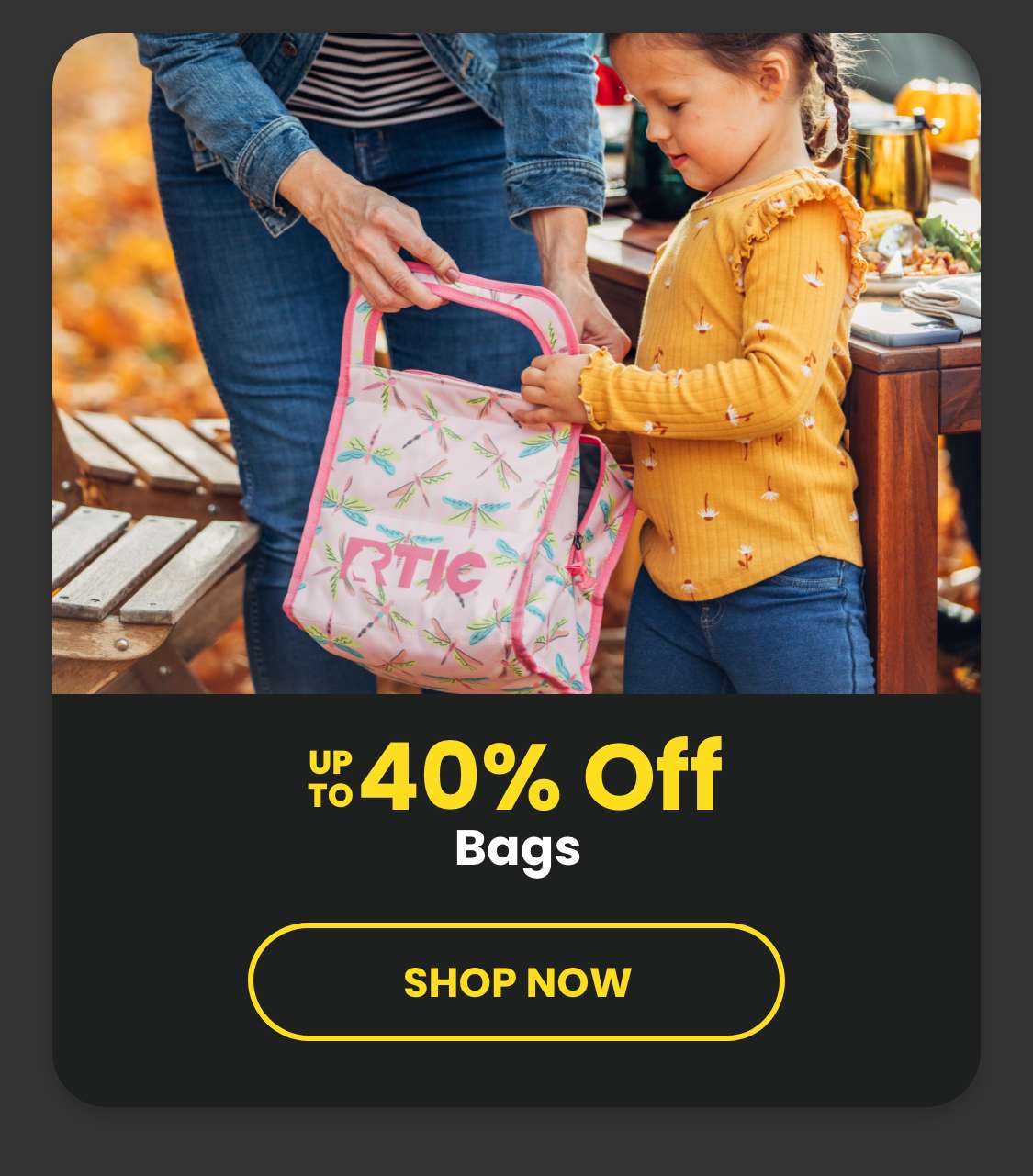 Save up to 40% on Bags