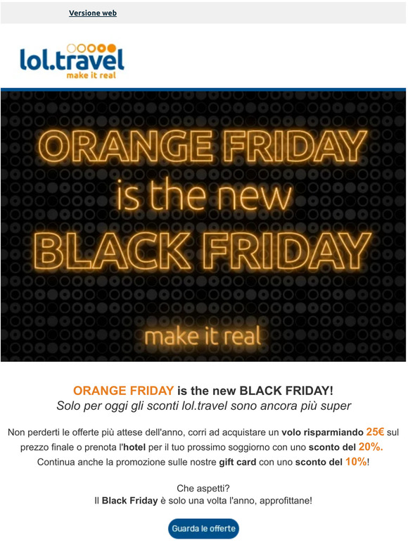 Orange Friday is the new Black Friday. Sconti su tutti i voli e hotel!