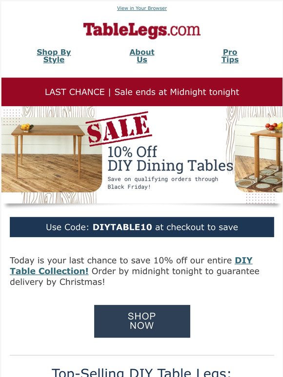 ⏰ Time's running out to save on DIY dining tables!