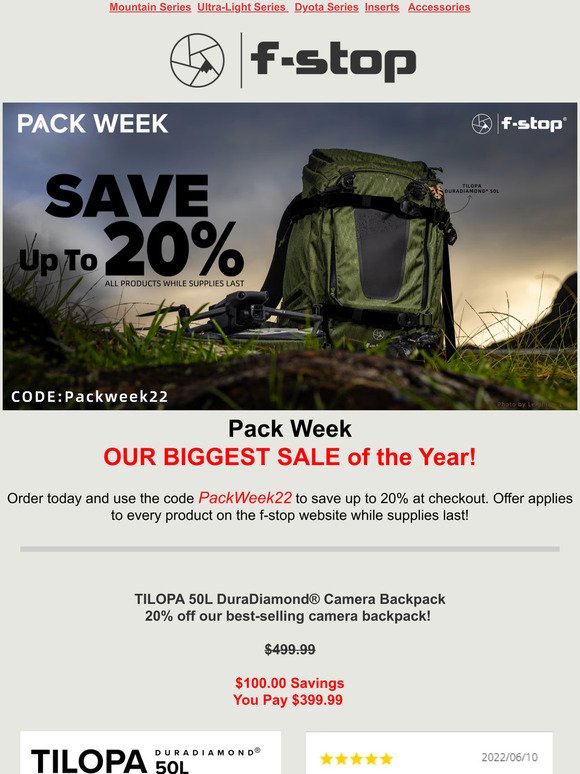Pack Week - It's On! Save up to 20% on ALL Products