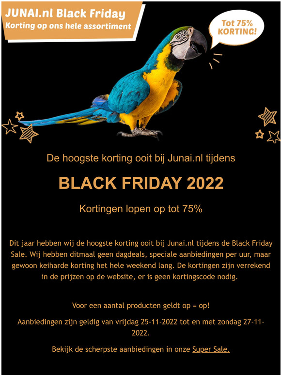 ⚫  Tot 75% korting tijdens Black Friday bij Junai.nl ⚫