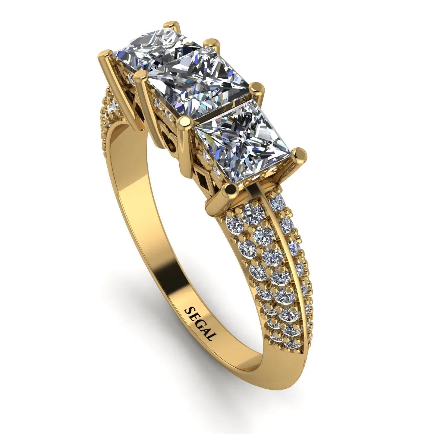 Image of 3 Stones Princess Diamond Ring - Rebecca No. 1