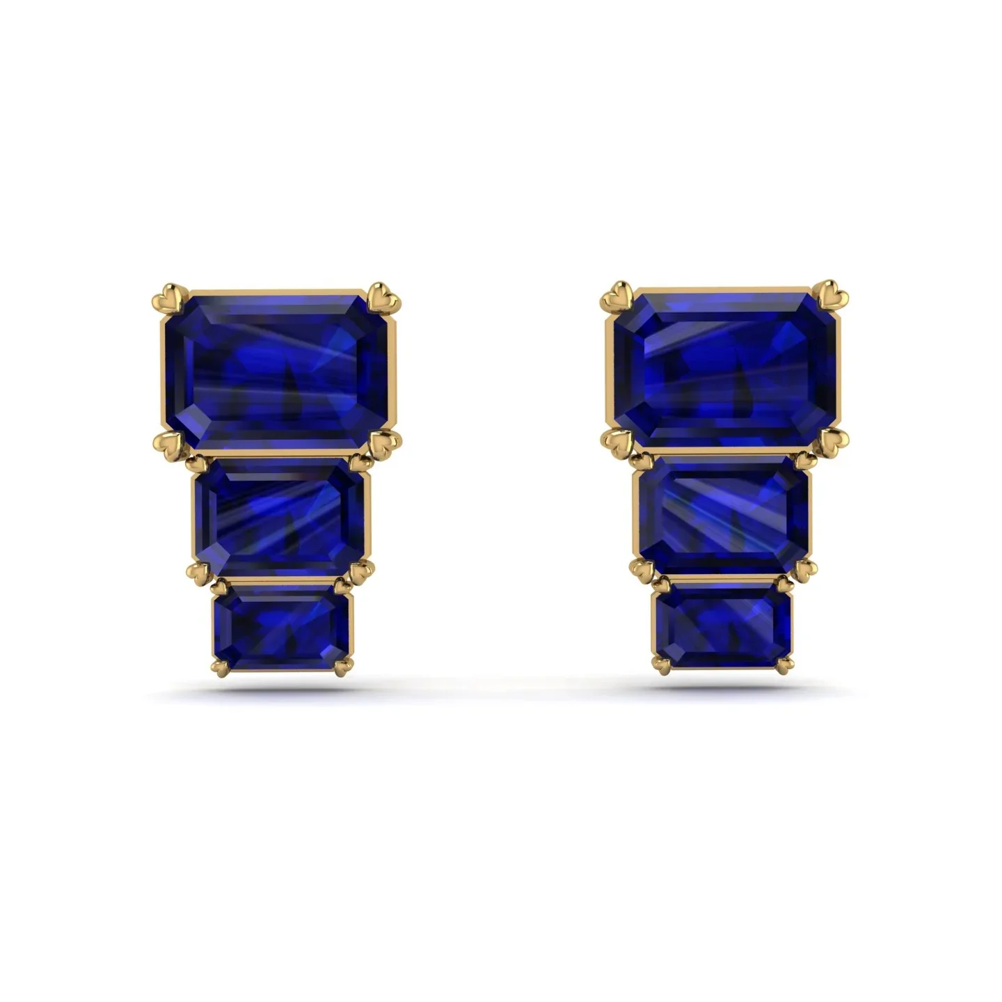 Image of Hidden Diamonds Emerald Sapphire Earrings - Briella No. 13
