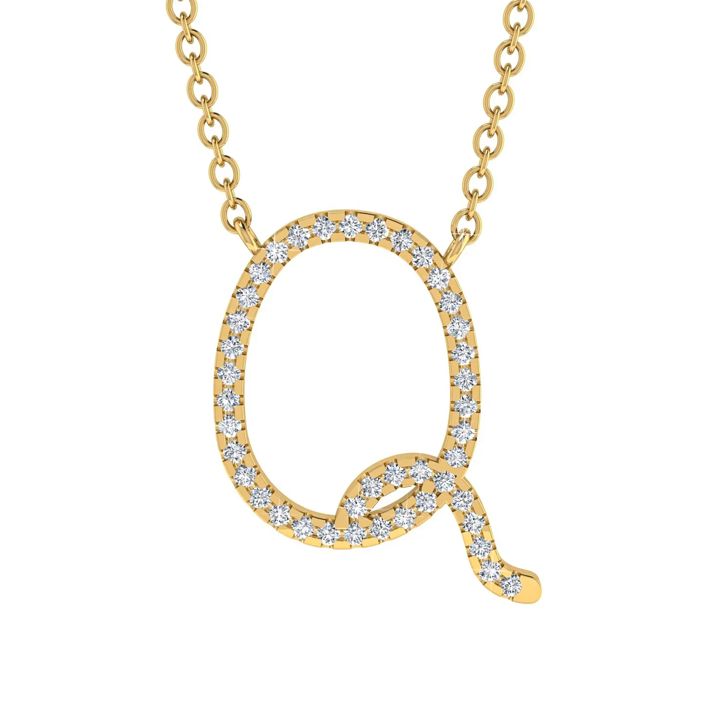 Image of Diamond Gold Letter Necklace - Q
