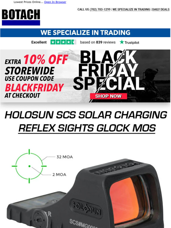 Botach Tactical Holosun Reflex Sights Use Coupon Code BLACKFRIDAY At