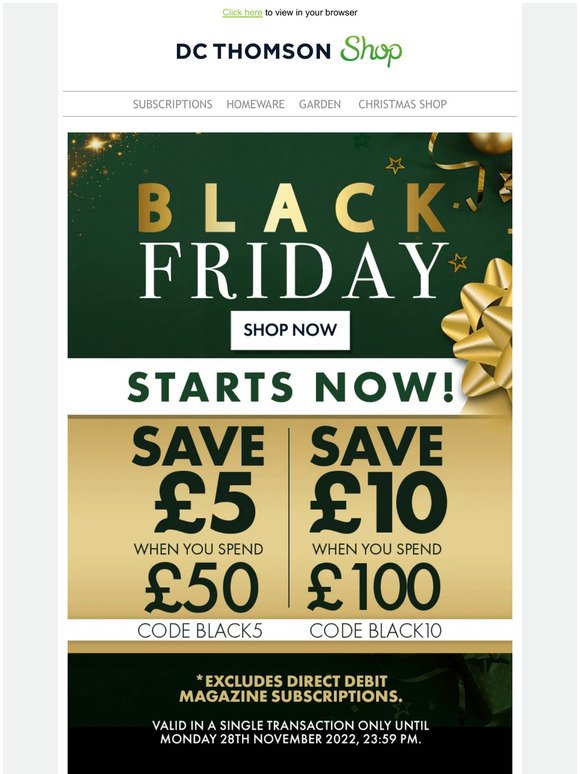 Save up to £10 this Black Friday