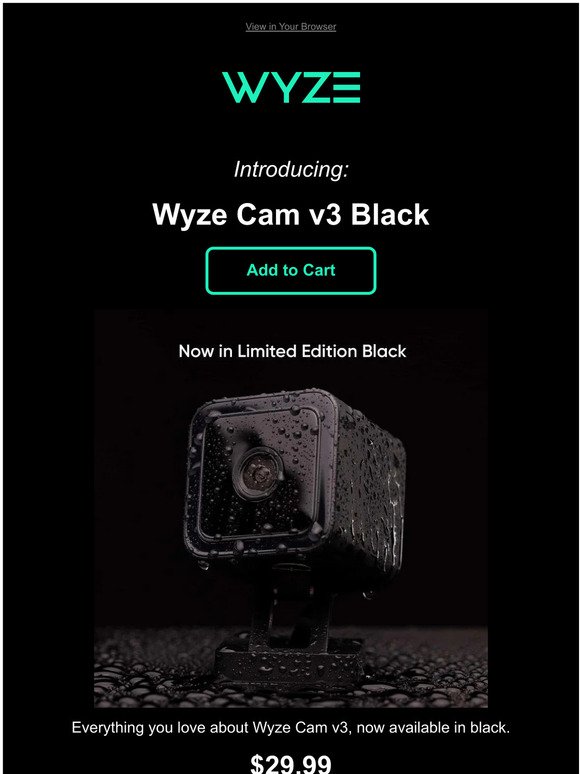 New Limited Edition! 🚨 Wyze Cam v3 Black 🚨