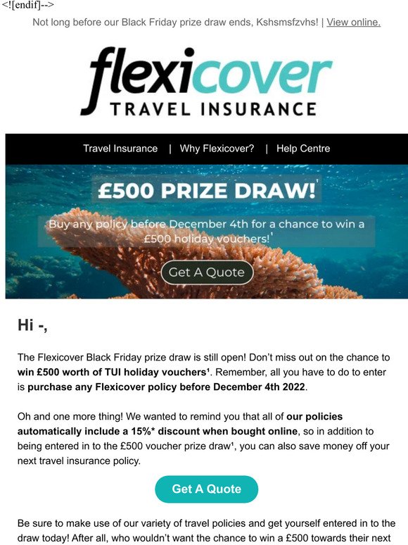 Don't Miss Your Chance To Win A £500 Holiday Voucher¹