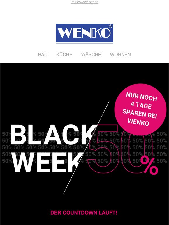 BLACK WEEK Countdown - Noch 4 Tage sparen!