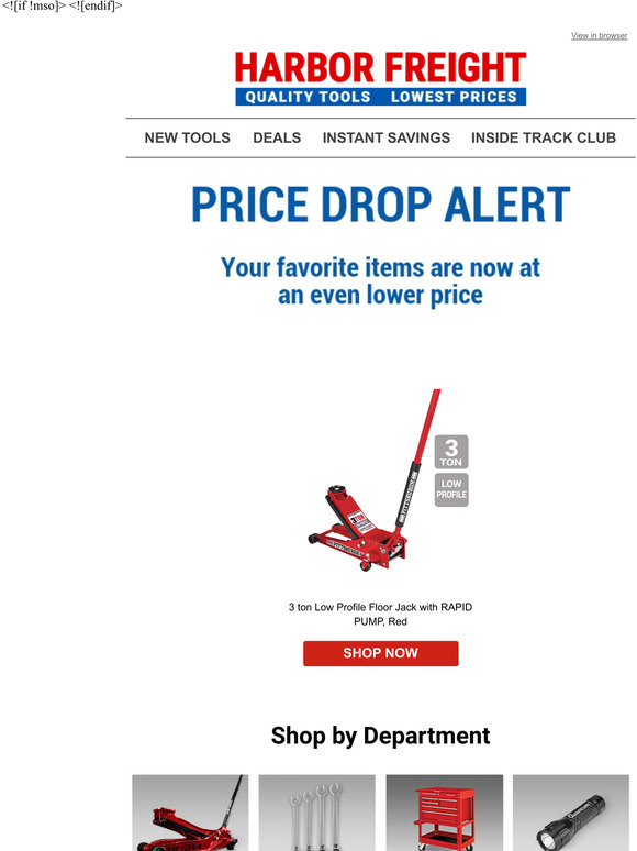 Harbor Freight Tools Alert Price drop on items you viewed Milled