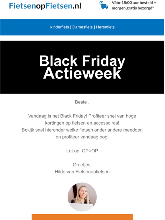 ⬛ Black Friday weekend ⬛ Hoge kortingen op heel veel fietsen en accessoires!