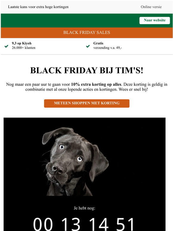 Nog maar een paar uur Black Friday bij TIM's
