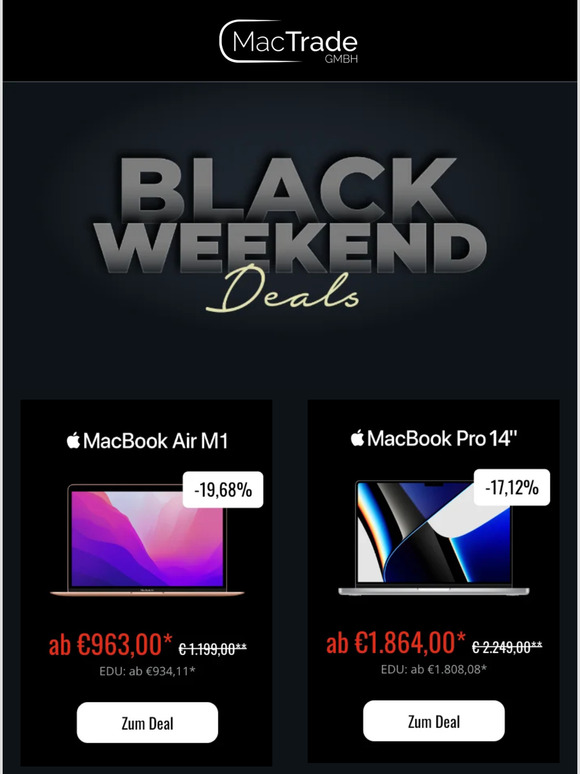 MACTRADE BLACK WEEKEND DEALS  🔥 Bis zu 20% sparen auf den UVP 🛒