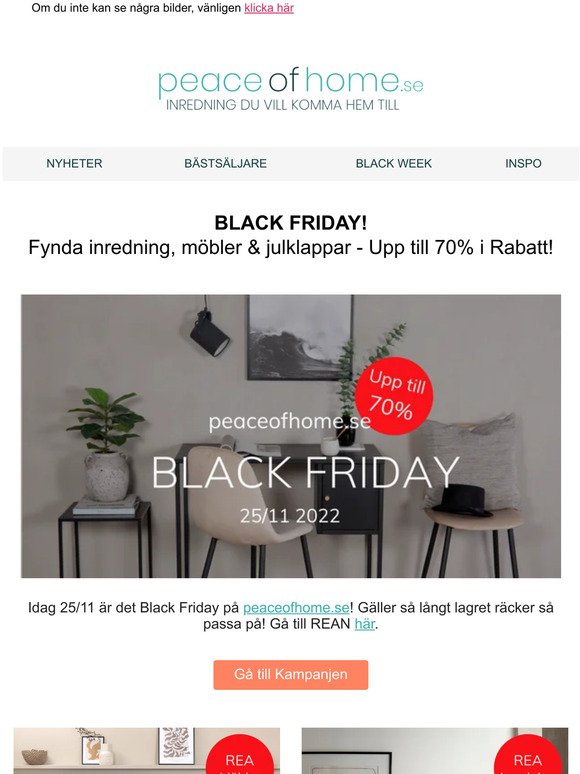 👉 Black Friday ~ Upp till 70% på massor av inredning & möbler! ⚡️