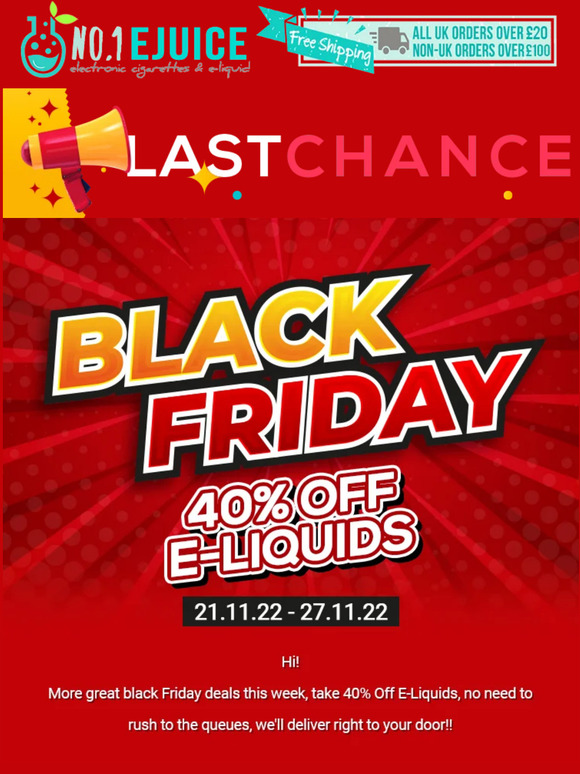 40% E-Liquids Black Friday Last Chance