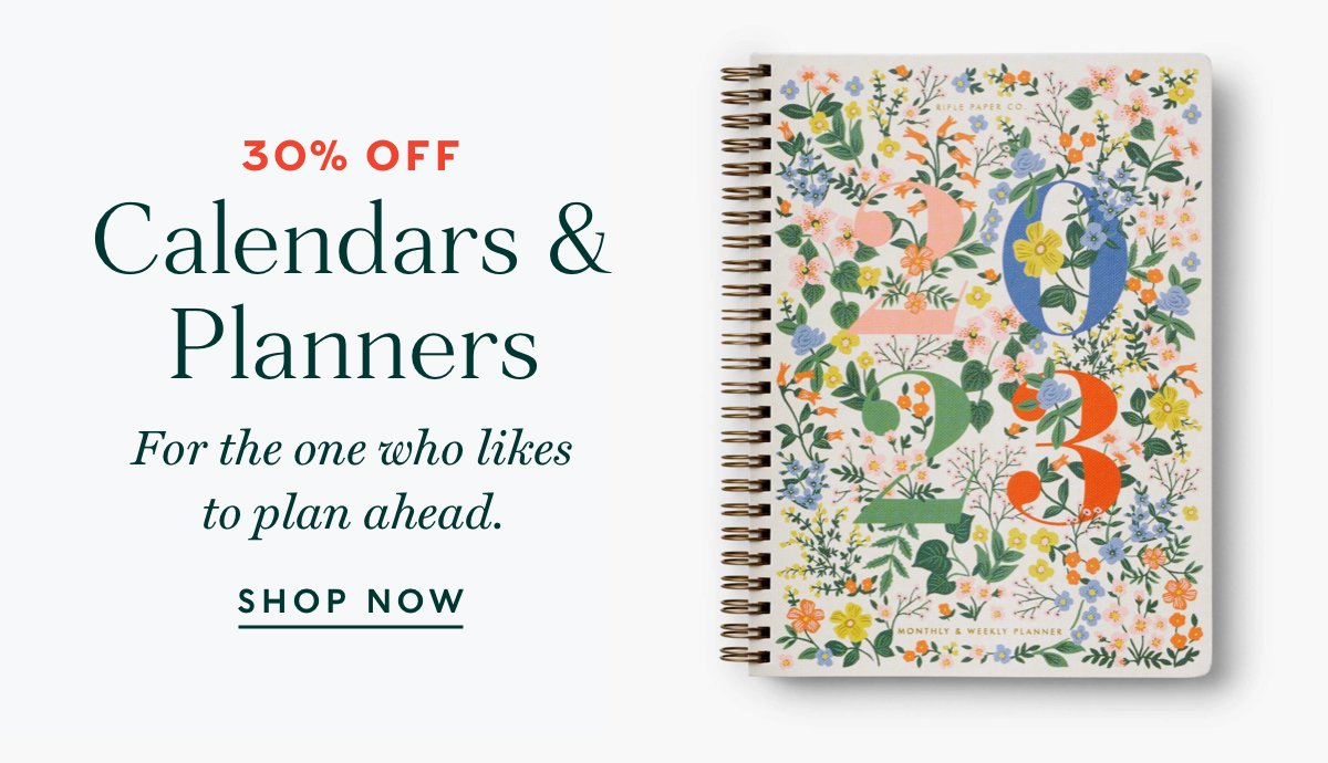30% Off Calendars & Planners. Use Code MERRY30