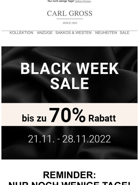Verpassen Sie nicht unsere BLACK WEEK Angebote