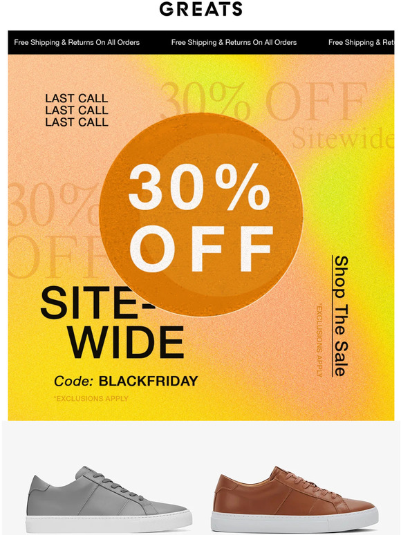 Last Day For 30% Off Sitewide