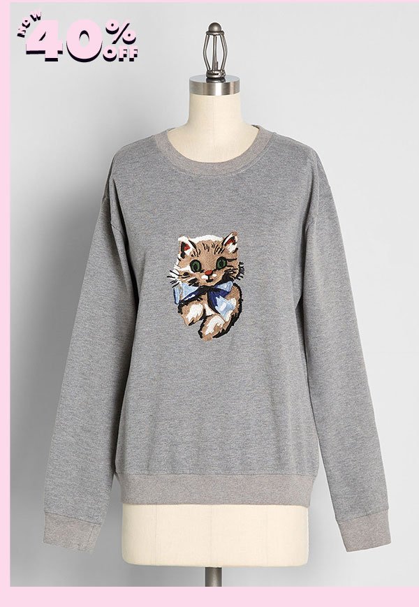 Kitschy Kitty Embroidered Sweatshirt