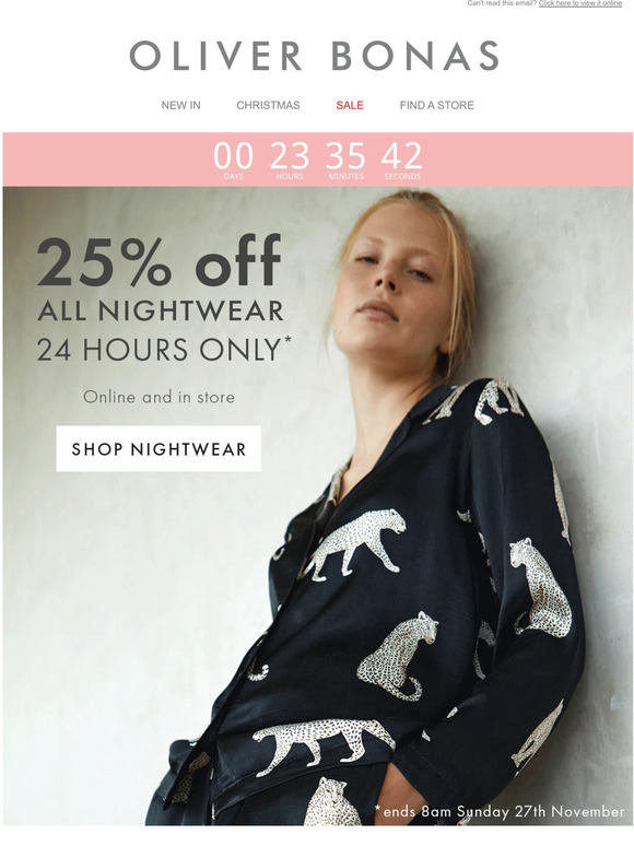 25% off all Nightwear for 24 hours only​