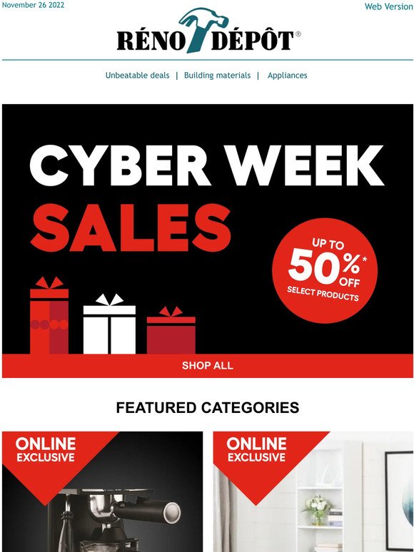 Cyber week sales: Up to 50% off select products