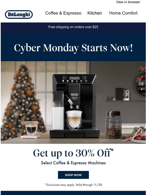 DeLonghi Early Access to Cyber Monday Deals Milled
