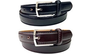 2 Pack: Barbados Leather Mens Belts - Brown & Black 