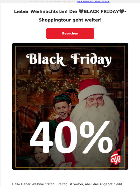 Lieber Weihnachtsfan! Die 🖤BLACK FRIDAY🖤-Shoppingtour geht weiter!