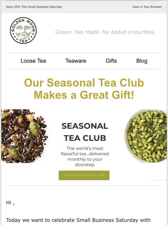 Our Seasonal Tea Club Makes a Great Gift!