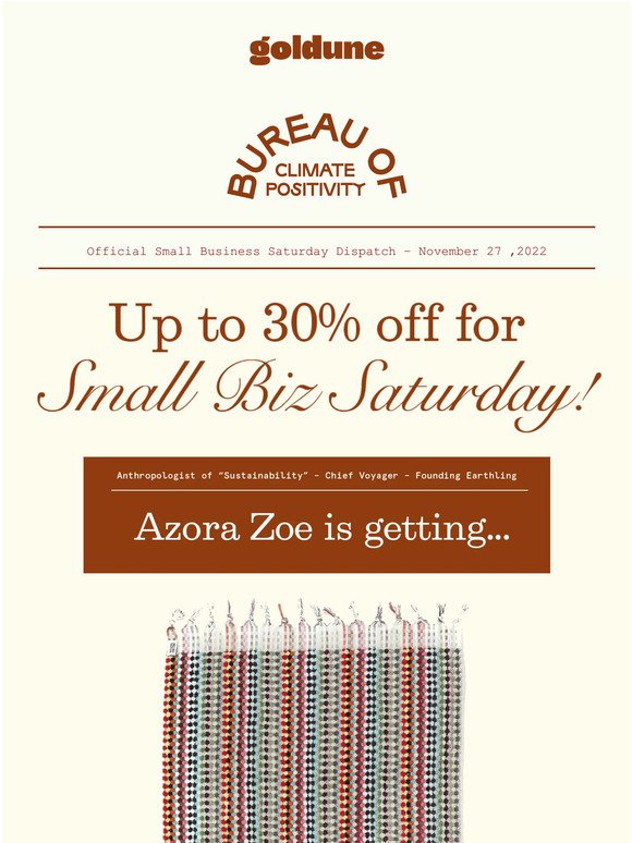 30% off for Small Biz Sat!