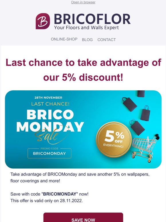 Last Chance to save on BRICOMonday!
