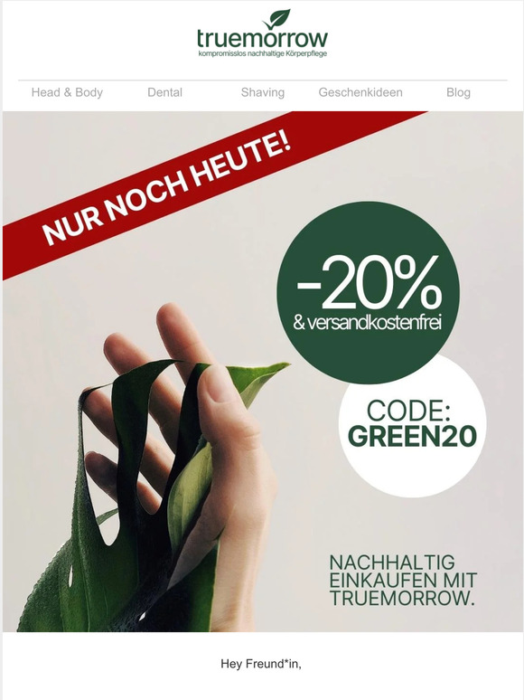NUR NOCH HEUTE: -20% auf alles & versandkostenfrei