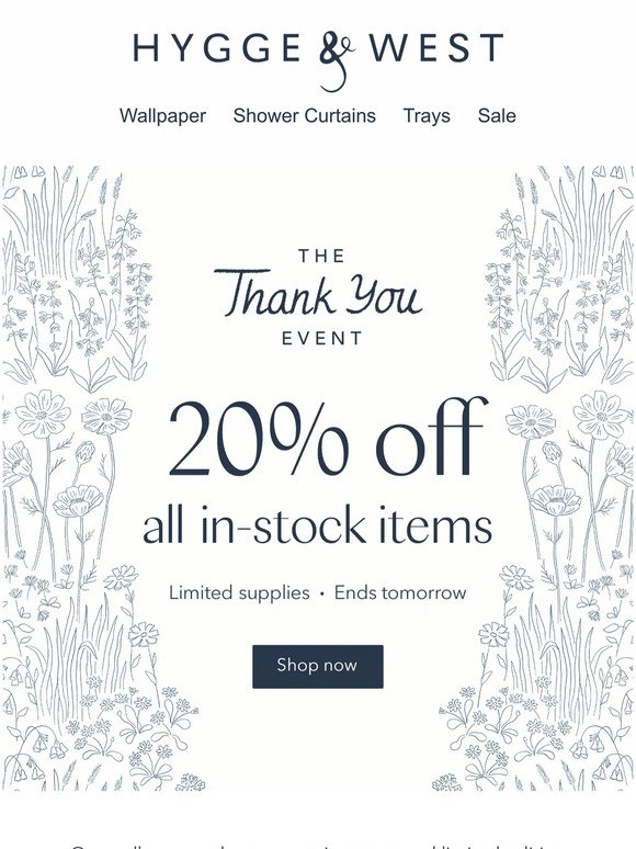 Get 20% off all in-stock items