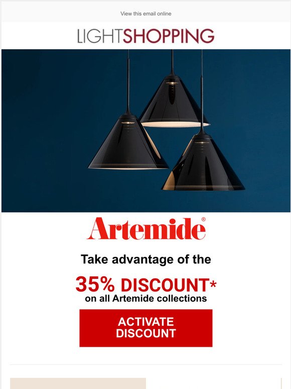 Artemide Black Days. Last hours to take advantage of the 35% discount