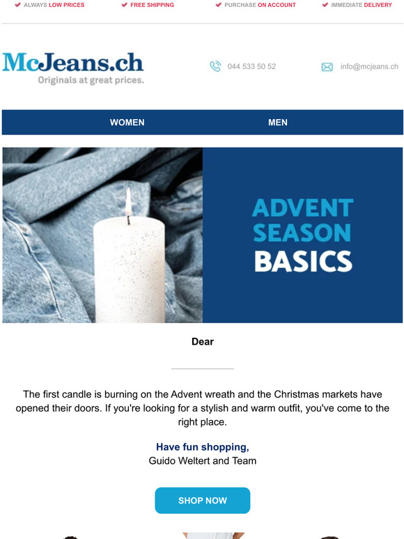 Advent Season Basics – McJeans.ch – free shipping