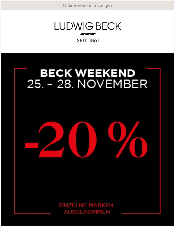 Nur noch heute & morgen: 20 % Nachlass