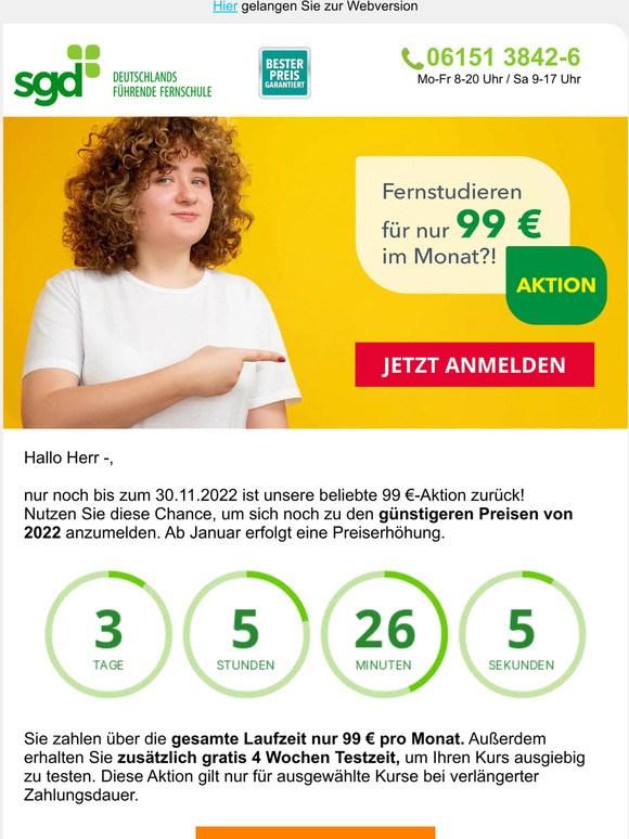 sgd-Kurs für 99 € im Monat