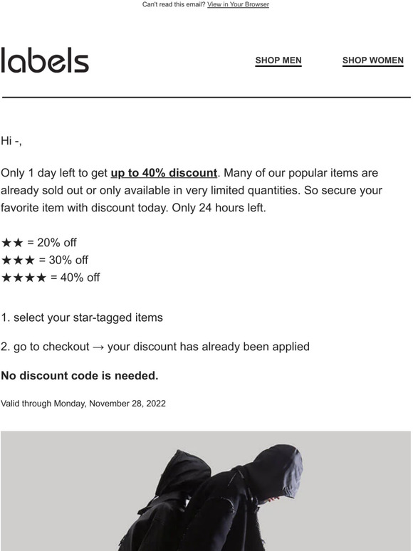 It's Cybermonday: only 24 hours left, up to -40% OFF
