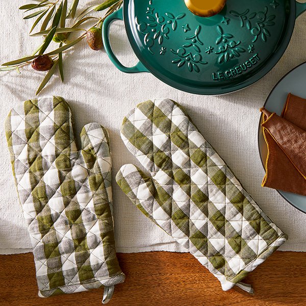 Food52 Gingham Linen Oven Mitts
