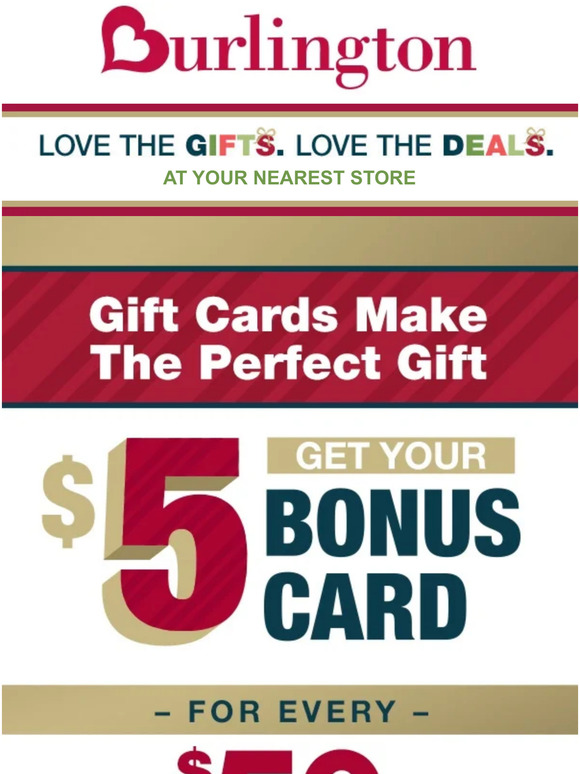 Burlington Coat Factory Bonus cards are back! Milled