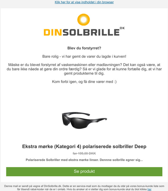 Vi har gemt dine varer for dig..