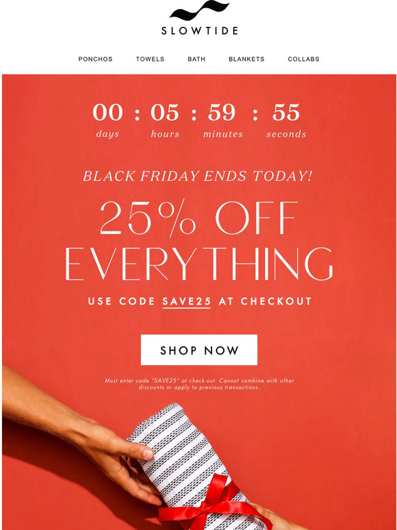 Last Chance for 25% Off Entire Purchase