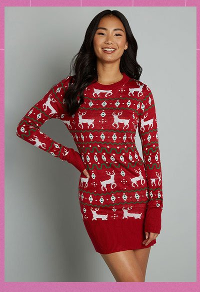 Reindeer On Parade Sweater Dress