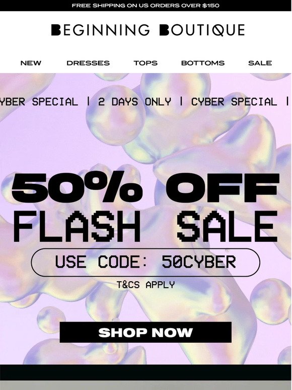 CYBER SPECIAL: 50% OFF FLASH SALE 💜