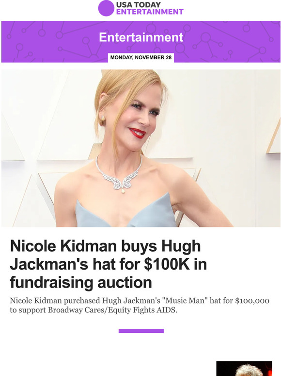 USA TODAY Entertainment Nicole Kidman buys Hugh Jackman's hat for